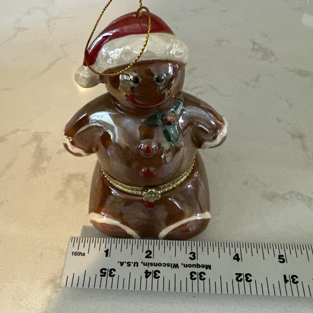 Mr. Christmas Gingerbread Man Music Box/Ornament Ceramic Animated Deck The Halls - Picture 10 of 11